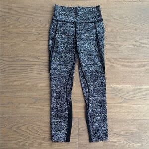 lululemon athletica Black & White Heathered Leggings with Side Panels